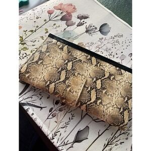 Faux Leather Brown Snakeskin Print Clutch/Wallet